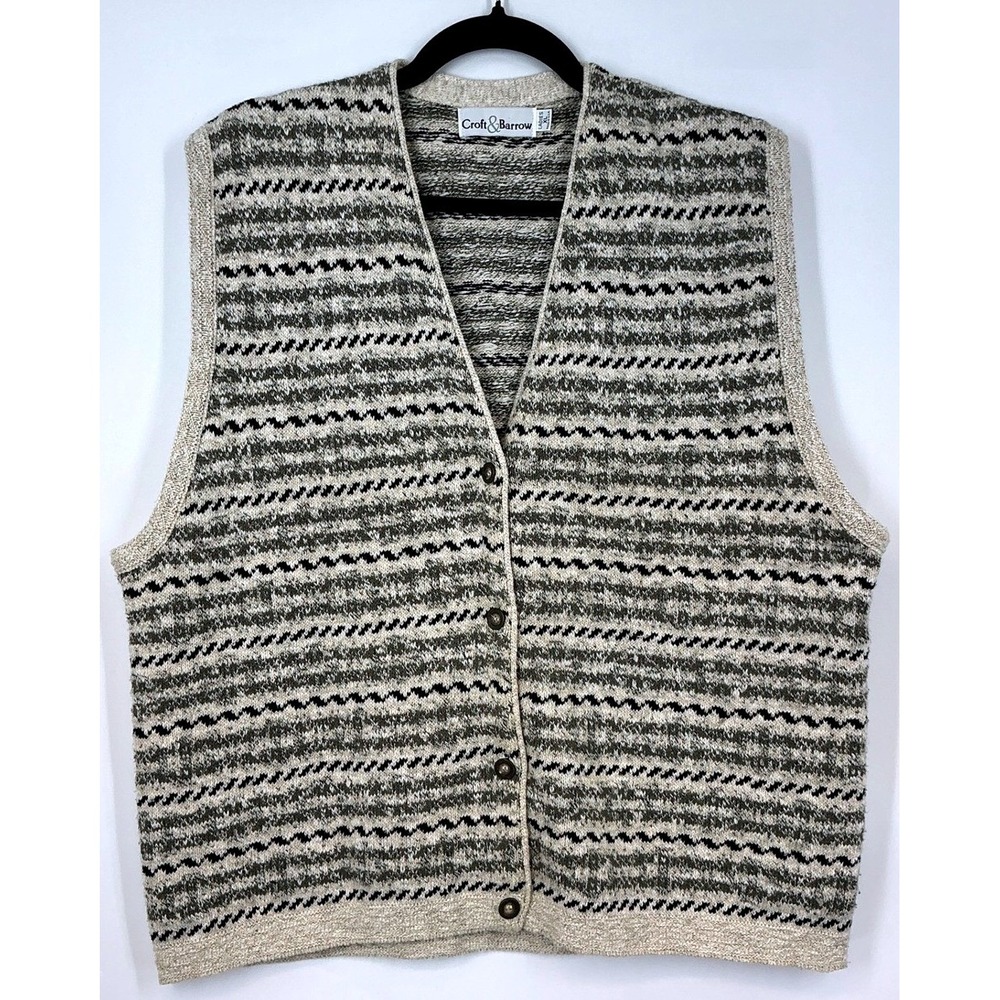 Croft & Barrow Sweater Vest Ladies XL Button‎ Grandpacore Academia Cottagecore